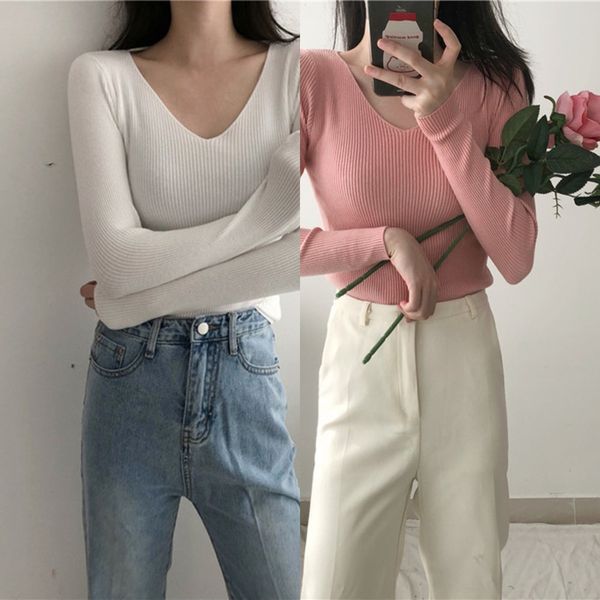 new v-neck knitted warm oat long sleeve slim tight and warm in autumn winter 2020 dvwvi, White;black
new v-neck knitted warm oat long sleeve slim tight and warm in autumn winter 2020 dvwvi, White;black