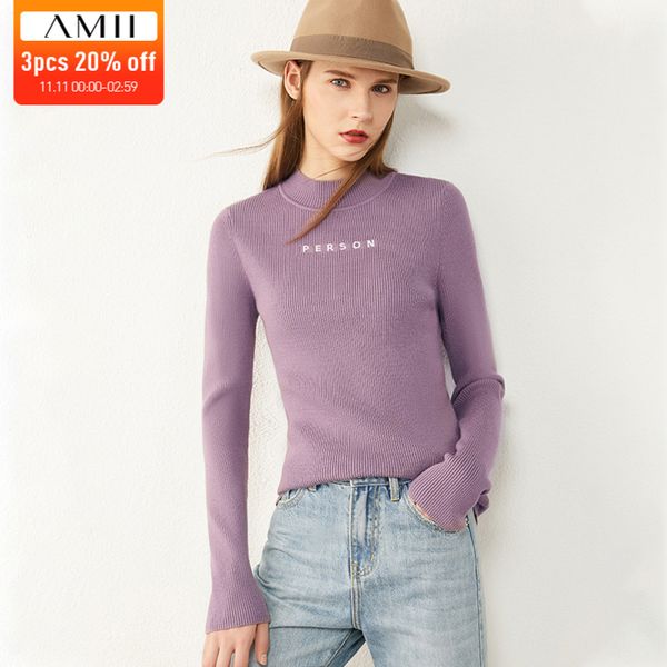 amii minimalism autumn winter women's sweater solid letter slim fit turtleneck women pullover female sweater lj201114, White;black
amii minimalism autumn winter women's sweater solid letter slim fit turtleneck women pullover female sweater lj201114, White;black
