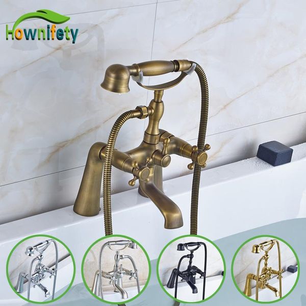 solid brass bathroom tub faucet double handles deck mount mixer tap with handheld shower
solid brass bathroom tub faucet double handles deck mount mixer tap with handheld shower