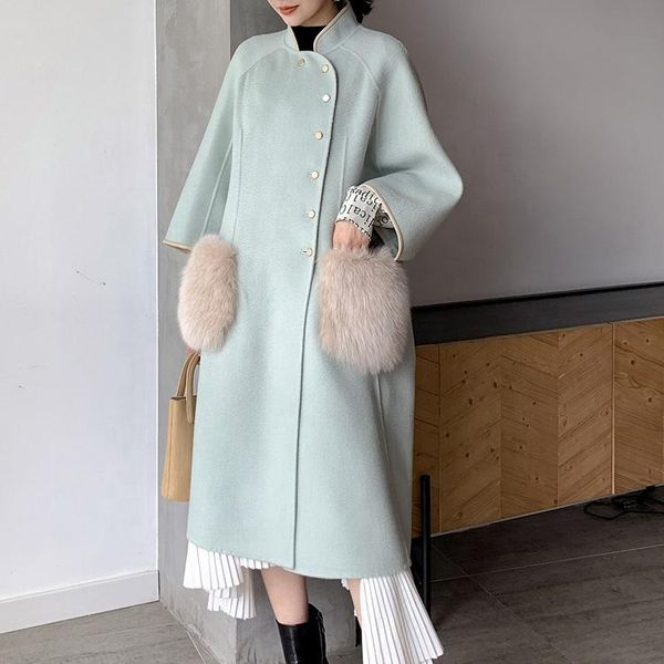 women's wool & blends real fur pocket woolen cloth ladies 100% australia overcoat for girls long winter women coat, Black
women's wool & blends real fur pocket woolen cloth ladies 100% australia overcoat for girls long winter women coat, Black