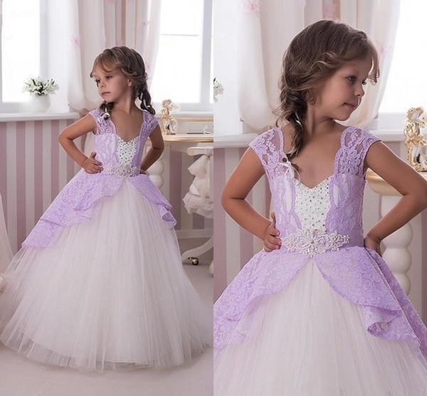 white tulle flower girl dresses with purple lace capped sleeves puffy princess pageant gowns custom made kids christmas formal gowns, White;blue
white tulle flower girl dresses with purple lace capped sleeves puffy princess pageant gowns custom made kids christmas formal gowns, White;blue