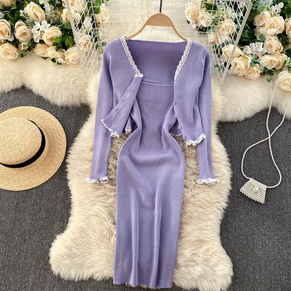 2021 new female autumn knitting lace long-sleeve cardigan neckline thin elastic waistband dress suit parts avtr, Gray
2021 new female autumn knitting lace long-sleeve cardigan neckline thin elastic waistband dress suit parts avtr, Gray