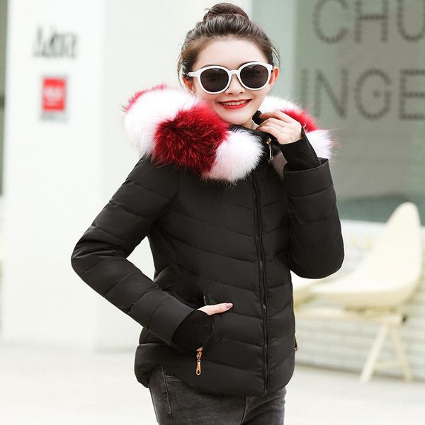 women's down & parkas 2021 women winter korean style jacket overcoat hooded fur collar female coat thick solid mujer chaqueta, Black
women's down & parkas 2021 women winter korean style jacket overcoat hooded fur collar female coat thick solid mujer chaqueta, Black