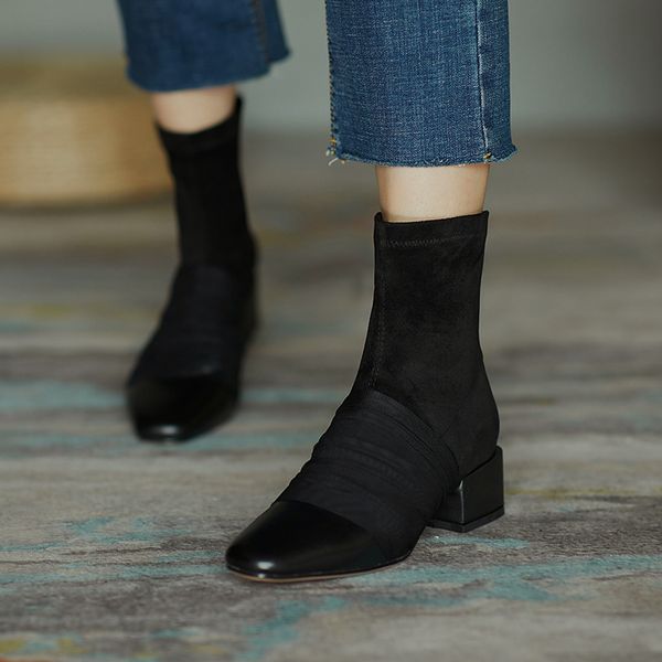 eshtonshero woman shoes flock ankle boots platform low heel fashion slip on women square toe ladies motorcycle boots size3-9, Black
eshtonshero woman shoes flock ankle boots platform low heel fashion slip on women square toe ladies motorcycle boots size3-9, Black