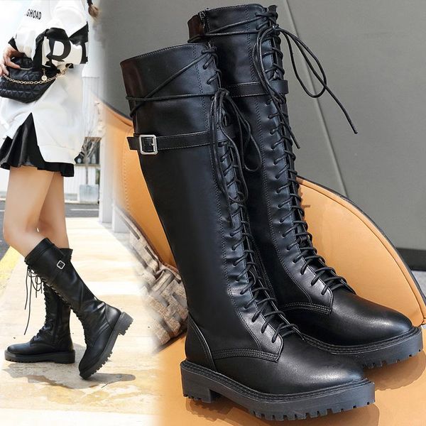boots brand great quality fashion leisure shoelaces buckle riding shoes women knee high, Black
boots brand great quality fashion leisure shoelaces buckle riding shoes women knee high, Black