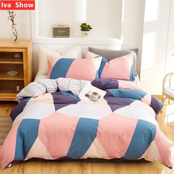 bedding sets iva show pink blue cotton printing set a/b surface bed simple wide edge pillowcase / king size four-pieces1
bedding sets iva show pink blue cotton printing set a/b surface bed simple wide edge pillowcase / king size four-pieces1