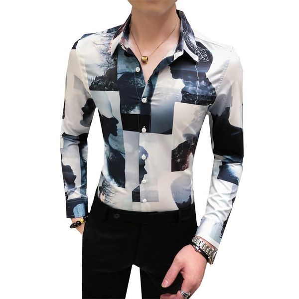men's casual shirts men shirt slim fit long sleeve dress 2021 spring print party prom streetwear social tuxedo male clothing camisa, White;black
men's casual shirts men shirt slim fit long sleeve dress 2021 spring print party prom streetwear social tuxedo male clothing camisa, White;black