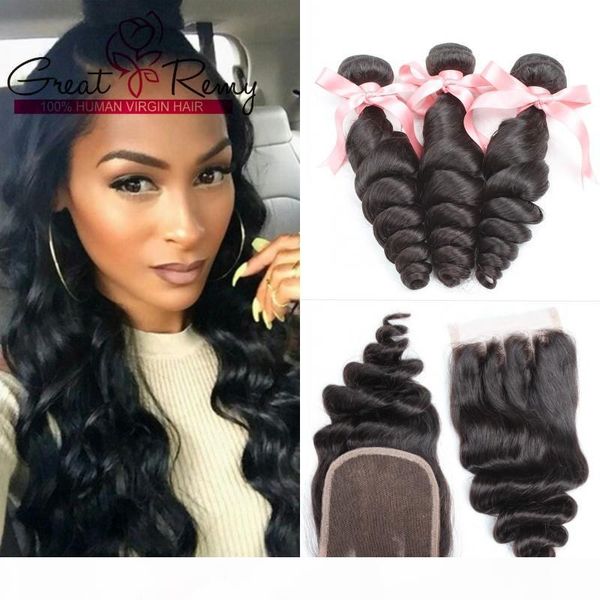 greatremy brazilian peruvian hair extensions loose wave 1pc 3 way part closure with 3 bundles human virgin hair weaves natural color, Black
greatremy brazilian peruvian hair extensions loose wave 1pc 3 way part closure with 3 bundles human virgin hair weaves natural color, Black