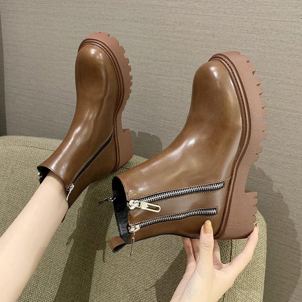zipper rock shoes woman women's rubber boots boots-women low heels booties winter footwear booties ladies round toe, Black
zipper rock shoes woman women's rubber boots boots-women low heels booties winter footwear booties ladies round toe, Black