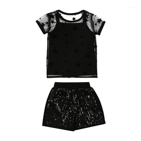 clothing sets children girls kids transparent short sleeve t-shirts+crop +sequins shorts pants 3pcs outfits1, White
clothing sets children girls kids transparent short sleeve t-shirts+crop +sequins shorts pants 3pcs outfits1, White