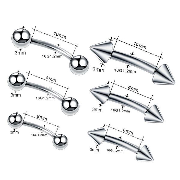 modrsa 2pcs/lot double spike ball eyebrow ring anodized curved barbell eyebrow ring stainless steel helix piercing body jewelry q sqcggf, Silver
modrsa 2pcs/lot double spike ball eyebrow ring anodized curved barbell eyebrow ring stainless steel helix piercing body jewelry q sqcggf, Silver