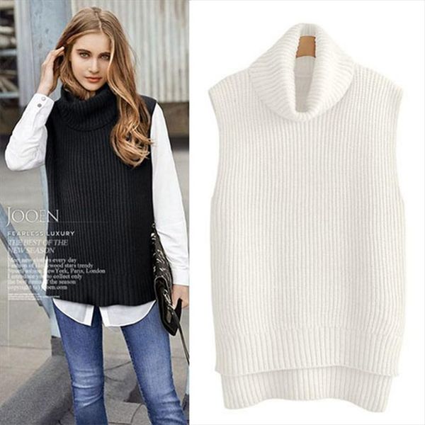 2019 the latest vest women cashmere sweater sleeveless long pullover high collar knitted female fashion vest, Black;white
2019 the latest vest women cashmere sweater sleeveless long pullover high collar knitted female fashion vest, Black;white