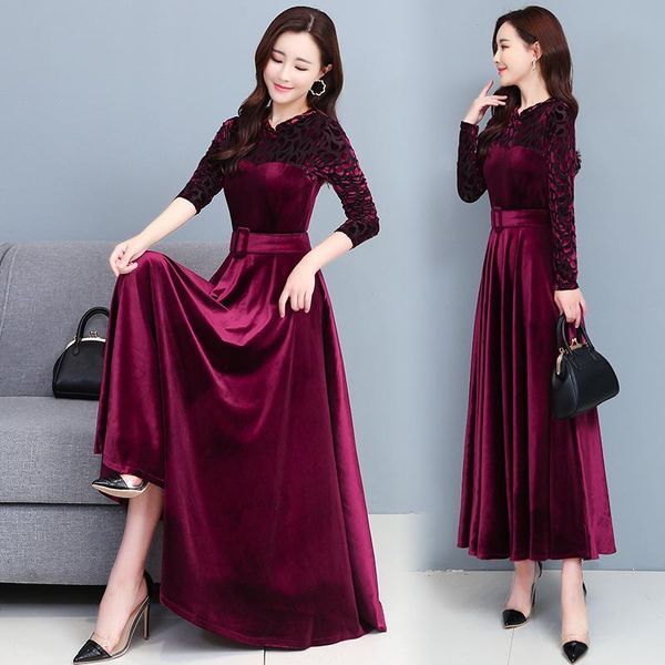 elegant velvet dress solid long sleeve party women slim fit autumn winter fashion a-line elbise vestidos mujer femme winter, Black;gray
elegant velvet dress solid long sleeve party women slim fit autumn winter fashion a-line elbise vestidos mujer femme winter, Black;gray