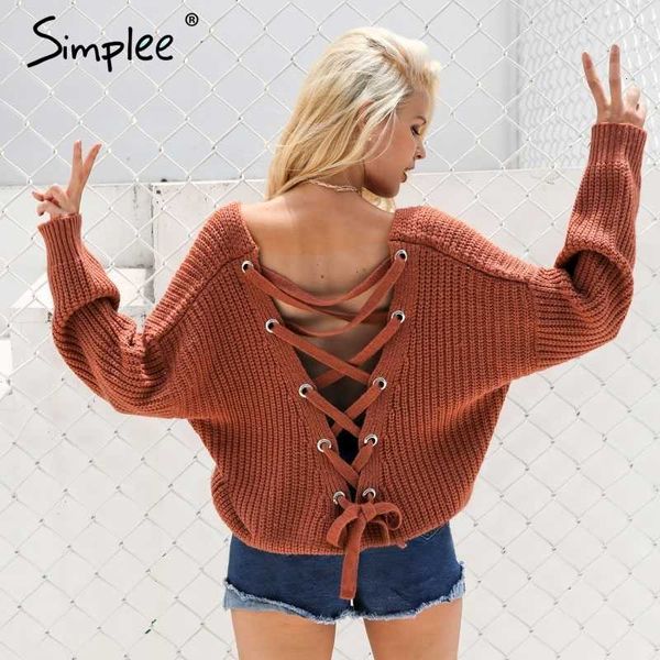 simplee backless knitting pullover fashion lace up autumn winter sweater women casual hollow out jumper pull femme y190830, White;black
simplee backless knitting pullover fashion lace up autumn winter sweater women casual hollow out jumper pull femme y190830, White;black
