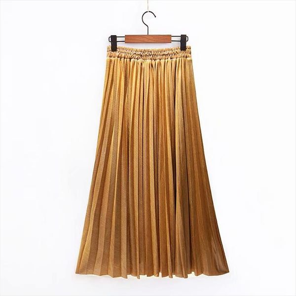 new arrival 6 colors women golden skirt vintage pleated textured skirts elastic waist mid calf casual bottoms feminine, Black
new arrival 6 colors women golden skirt vintage pleated textured skirts elastic waist mid calf casual bottoms feminine, Black
