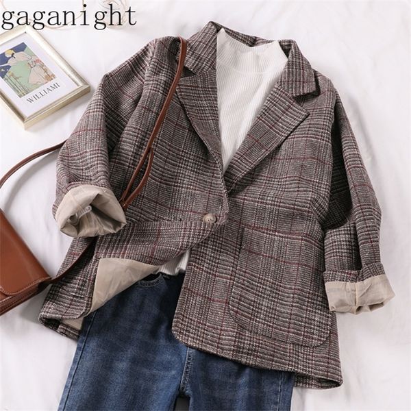 gaganight casual classic office lady plaid women jacket blazer double breasted notched collar pockets loose jackets female lj201214, White;black
gaganight casual classic office lady plaid women jacket blazer double breasted notched collar pockets loose jackets female lj201214, White;black