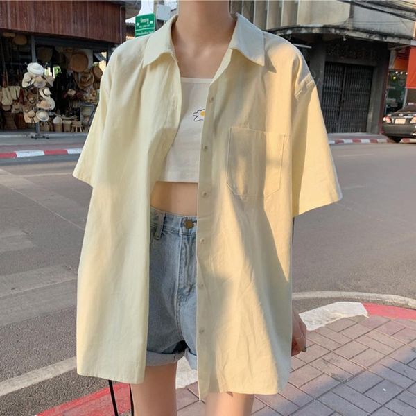 cotton single breasted blouse women turn down collar short sleeve yellow shirts loose oversized boyfriend pocket 2021 x247, White
cotton single breasted blouse women turn down collar short sleeve yellow shirts loose oversized boyfriend pocket 2021 x247, White