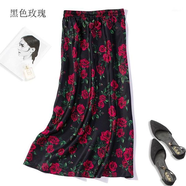 women's 100% pure silk satin black floral fishtail midi pencil long skirt jn020-11
women's 100% pure silk satin black floral fishtail midi pencil long skirt jn020-11