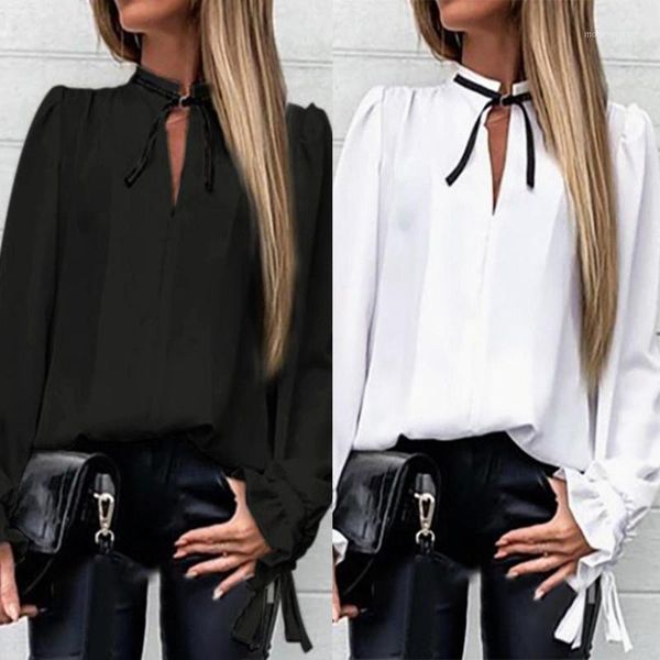 women's t-shirt women autumn fashion korean v-neck solid ruffles cuff tied neck shirt long sleeve t-shirts casual elegant office lady 1, White
women's t-shirt women autumn fashion korean v-neck solid ruffles cuff tied neck shirt long sleeve t-shirts casual elegant office lady 1, White