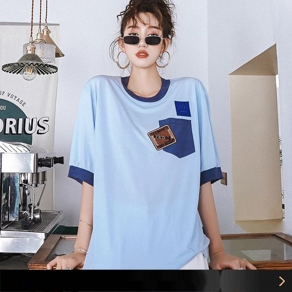 sitro da193 summer contrast fashion loose new t-piece embroidery cotton short patch embroidery patch sleeve color women lesvg, White
sitro da193 summer contrast fashion loose new t-piece embroidery cotton short patch embroidery patch sleeve color women lesvg, White