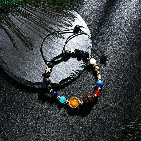the eight planets of the solar system natural stone volcanic stone braided alloy black rope bracelet for women gift jewelry, Golden;silver
the eight planets of the solar system natural stone volcanic stone braided alloy black rope bracelet for women gift jewelry, Golden;silver