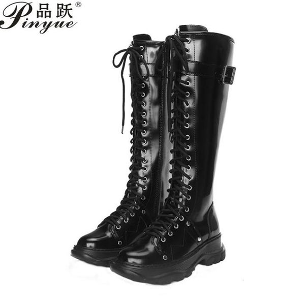 boots thick bottom cross-tied patent leather flat with knee-high motorcycle round toe winter women zip polyurethane black
boots thick bottom cross-tied patent leather flat with knee-high motorcycle round toe winter women zip polyurethane black