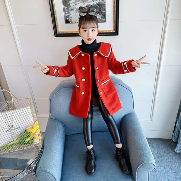 girls' winter coat 2020 children's fashion red plush cardigan, Black