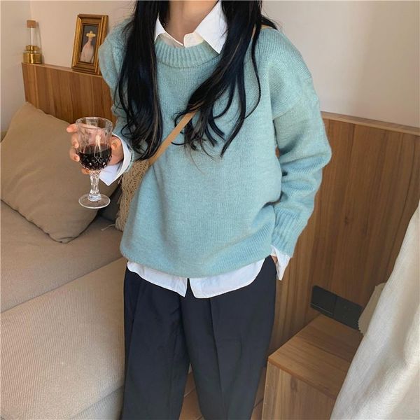 women's sweaters lucyever light blue knitted sweater women winter fashion o-neck sweet pullovers woman preppy style thick jumper femal, White;black
women's sweaters lucyever light blue knitted sweater women winter fashion o-neck sweet pullovers woman preppy style thick jumper femal, White;black