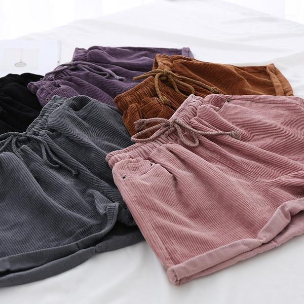 women's shorts cuffed drawstring corduroy women washed cotton casual shorts1, White;black
women's shorts cuffed drawstring corduroy women washed cotton casual shorts1, White;black