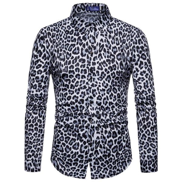 leopard shirt male 2020 autumn winter long sleeve personality slim shirt men's mercerized leopard print long sleeve men's, White;black 
leopard shirt male 2020 autumn winter long sleeve personality slim shirt men's mercerized leopard print long sleeve men's, White;black