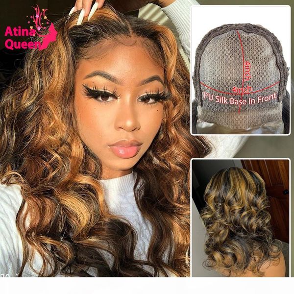 honey blonde ombre colored highlight body wave pu silk base lace front human hair wigs remy pre plucked 4*4 silk closure wig, Black
honey blonde ombre colored highlight body wave pu silk base lace front human hair wigs remy pre plucked 4*4 silk closure wig, Black