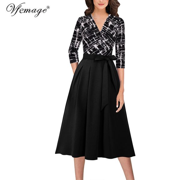 vfemage womens autumn elegant striped print patchwork pockets belted work office business party fit flare a-line midi dress 1283 201125, Black;gray
vfemage womens autumn elegant striped print patchwork pockets belted work office business party fit flare a-line midi dress 1283 201125, Black;gray