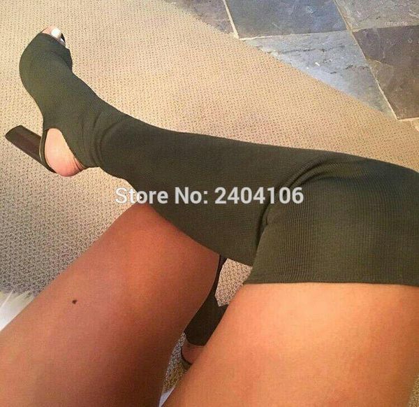 army green black beige stretch knit thigh high boots women high heels kim kardashian shoes block heels peep toe overknee botas1
army green black beige stretch knit thigh high boots women high heels kim kardashian shoes block heels peep toe overknee botas1