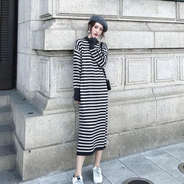 women's sweaters heydress 2021 autumn stripe knit sweater dress plus size o-neck pullover mujer winter loose1, White;black
women's sweaters heydress 2021 autumn stripe knit sweater dress plus size o-neck pullover mujer winter loose1, White;black
