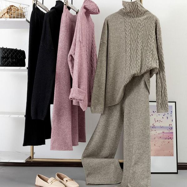 high collar sweatshirts pants two pieces define female fall knitted or crocheted woman's suit q812 xcrt, White
high collar sweatshirts pants two pieces define female fall knitted or crocheted woman's suit q812 xcrt, White