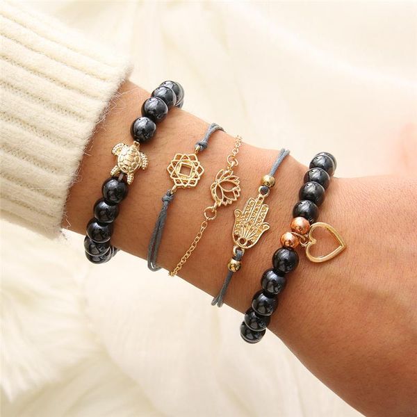 link, chain layered bracelet set fashion gold plated lotus love assorted beaded stackable multiple wrap bangle adjustable jewelry unisex, Black
link, chain layered bracelet set fashion gold plated lotus love assorted beaded stackable multiple wrap bangle adjustable jewelry unisex, Black