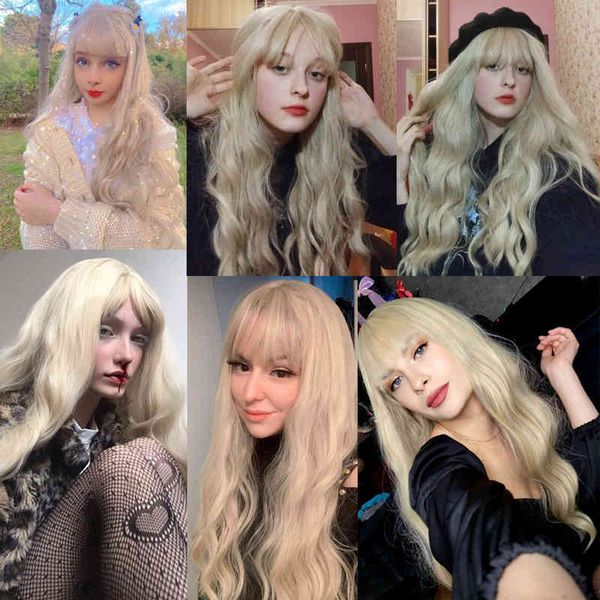 hair synthetic wigs cosplay henry margu pure blonde synthetic hair wigs long water wave for women colored cosplay lolita with bangs heat res, Black
hair synthetic wigs cosplay henry margu pure blonde synthetic hair wigs long water wave for women colored cosplay lolita with bangs heat res, Black