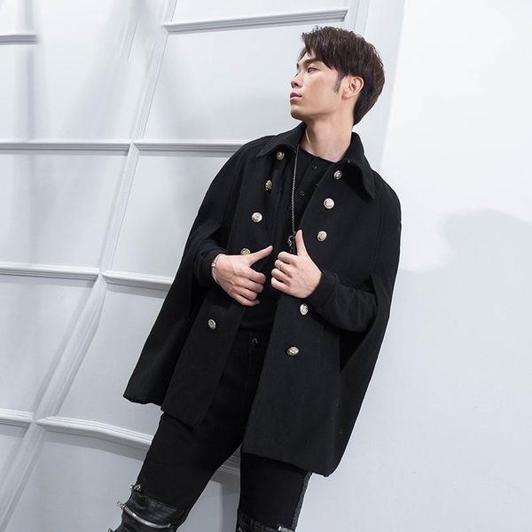 large size sleeveless black coat men's long section woolen shawl cloak woolen coat cloak bat shirt double breasted1
large size sleeveless black coat men's long section woolen shawl cloak woolen coat cloak bat shirt double breasted1