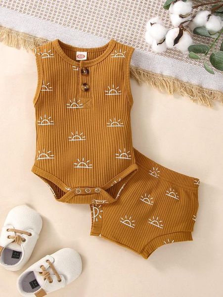 baby cartoon graphic bodysuit & shorts she01, White