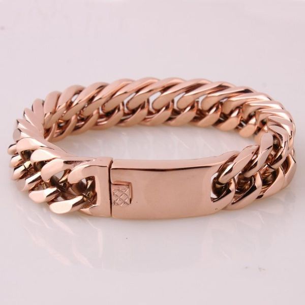 15mm charming jewelry 316l stainless steel rose gold cuban curb chain men women bracelet bangle christmas gift hand made 7"-11", Black
15mm charming jewelry 316l stainless steel rose gold cuban curb chain men women bracelet bangle christmas gift hand made 7"-11", Black