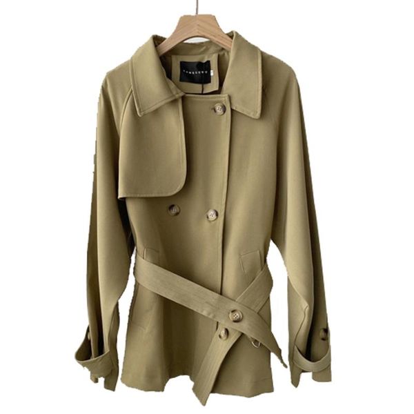 hipping 2021 autumn retro solid color with belt trench coat women's korean style loose casual short cardigan trend, Tan;black
hipping 2021 autumn retro solid color with belt trench coat women's korean style loose casual short cardigan trend, Tan;black