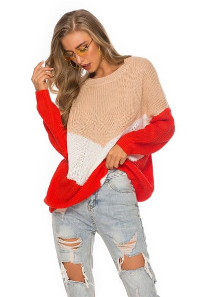 fashion women long sleeve sweater color block stylish loose casual loose knitwear for ladies female streetwear, White;black
fashion women long sleeve sweater color block stylish loose casual loose knitwear for ladies female streetwear, White;black