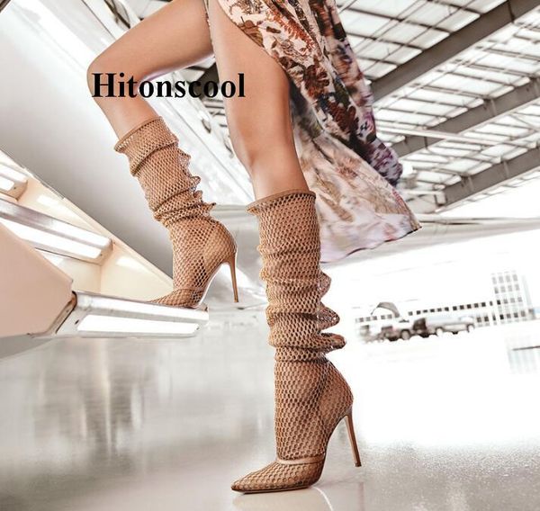 summer cut-outs knee high boots women mesh slip on stiletto heels hole shoes woman gladiator sandals high heels long boots, Black
summer cut-outs knee high boots women mesh slip on stiletto heels hole shoes woman gladiator sandals high heels long boots, Black