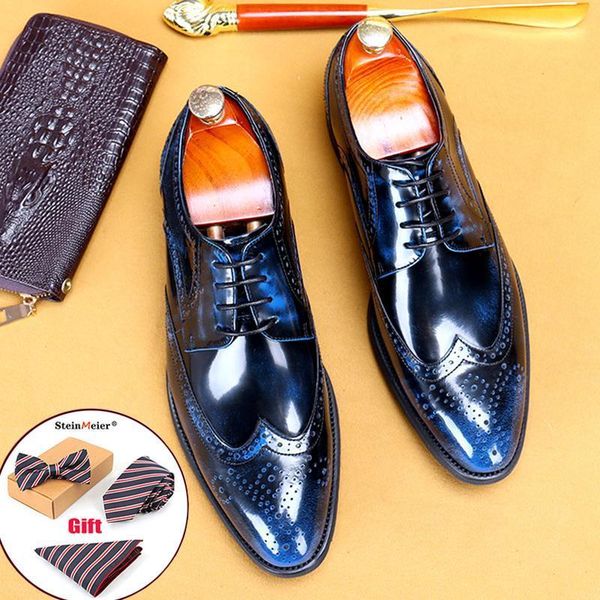 men genuine leather shoes mens business dress suit laces up quality brogues brown wedding shoes 20201, Black
men genuine leather shoes mens business dress suit laces up quality brogues brown wedding shoes 20201, Black