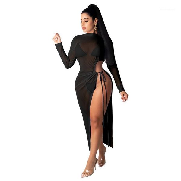 casual dresses women's sheer mesh dress, see through long sleeve tie knot cut out maxi dress1, Black;gray
casual dresses women's sheer mesh dress, see through long sleeve tie knot cut out maxi dress1, Black;gray