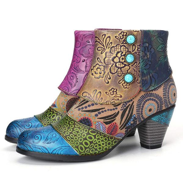 boots women splicing printed ankle for shoes woman leather retro block high heels vintage, Black
boots women splicing printed ankle for shoes woman leather retro block high heels vintage, Black