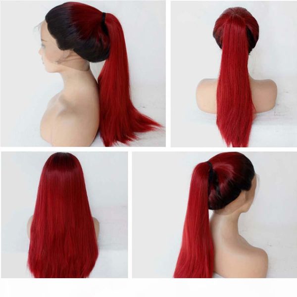 360 full lace wigs ombre red brown color synthetic full lace front wigs with baby hair straight glueless heat resistant synthetic lace wigs, Black
360 full lace wigs ombre red brown color synthetic full lace front wigs with baby hair straight glueless heat resistant synthetic lace wigs, Black