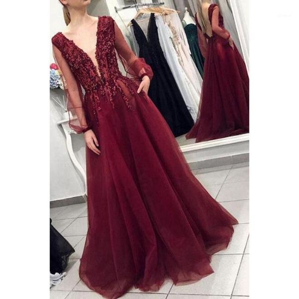 burgundy prom dresses elegant a line deep v neck lace appliques long sleeves evening gowns open back formal dresses cp5311, White;black
burgundy prom dresses elegant a line deep v neck lace appliques long sleeves evening gowns open back formal dresses cp5311, White;black