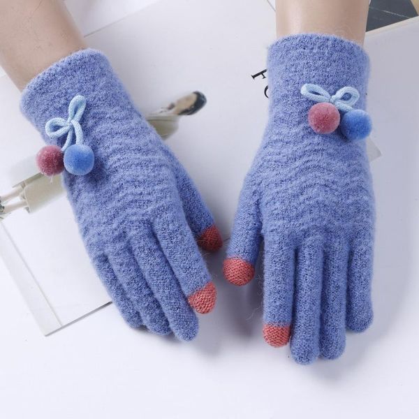 five fingers gloves winter sknitting touch screen warm women ladies cute hairball bow tie decoration fs0479, Blue;gray
five fingers gloves winter sknitting touch screen warm women ladies cute hairball bow tie decoration fs0479, Blue;gray