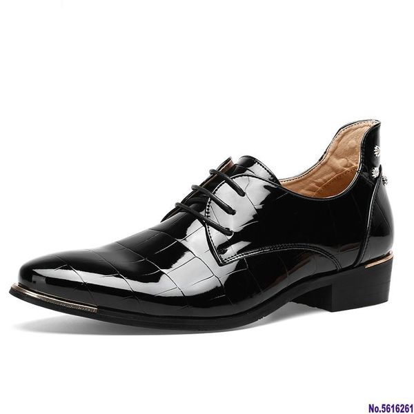 men's patent leather dress shoes crocodile embossed pu leather fashion men shoes male business wedding brogue, Black
men's patent leather dress shoes crocodile embossed pu leather fashion men shoes male business wedding brogue, Black